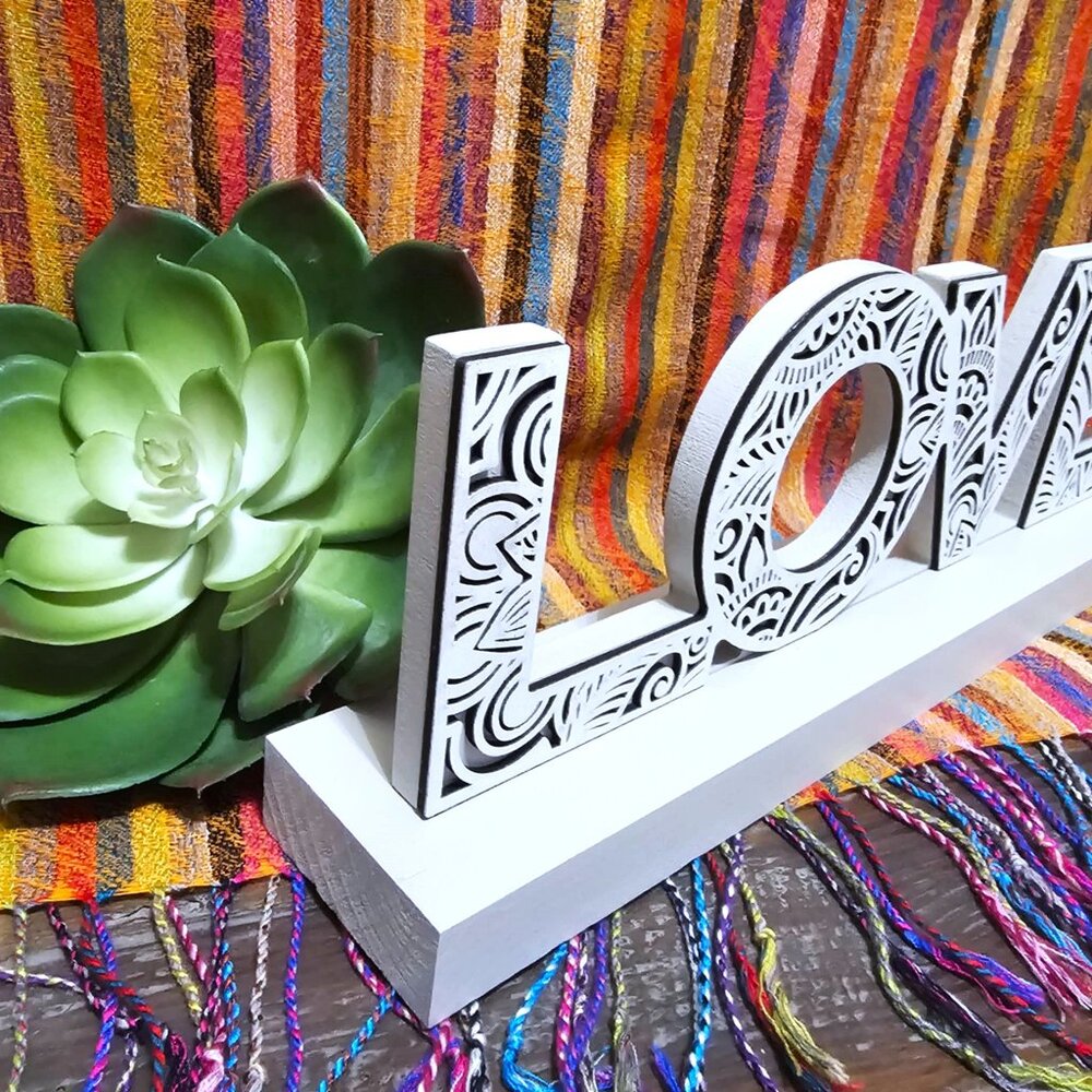 "LOVE". Table or Shelf Wood Home Décor. NWT. - Picture 8 of 15